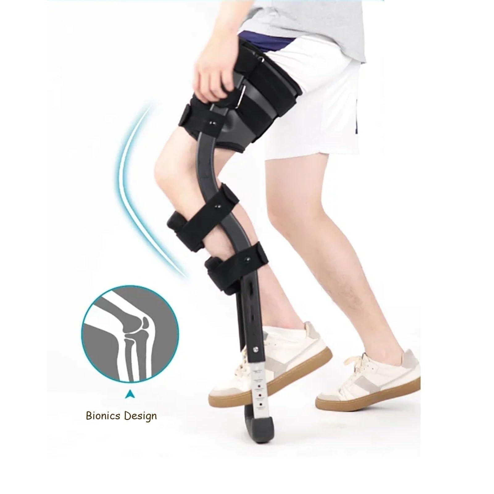FoRes Pain Free Knee Crutch Single Leg Telescopic Walker Adjustable Height Hands Free Crutch Leg Knee Mobility Support for Disability Elderly Injury Ankle Fracture