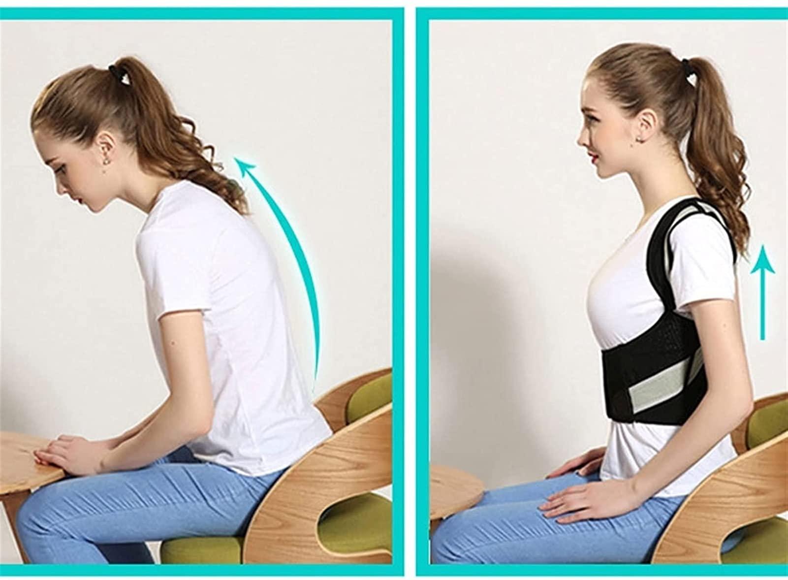 SJHY Posture Corrector Back Brace Straightener Lumbar Support Belt with Metal Support for Back Neck Shoulder Pain Relief Improve Posture Back Posture (Color : Black, Size : XXXX-Large)