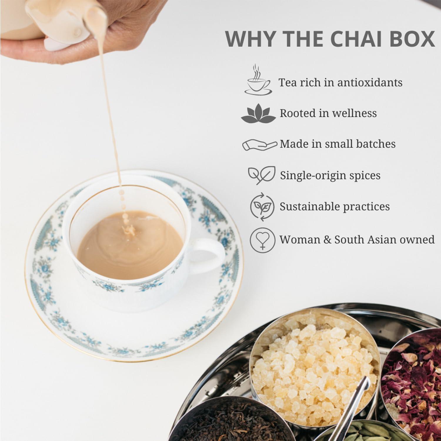 The Chai Box The Chai Box - Lavender Nights - Caffeine Free Chai Tea - Featured in Oprah\'s Favorite Things - Perfect for late-night relaxation. Rooibos leaves, lavender, cardamom and rose petals - 2.5oz