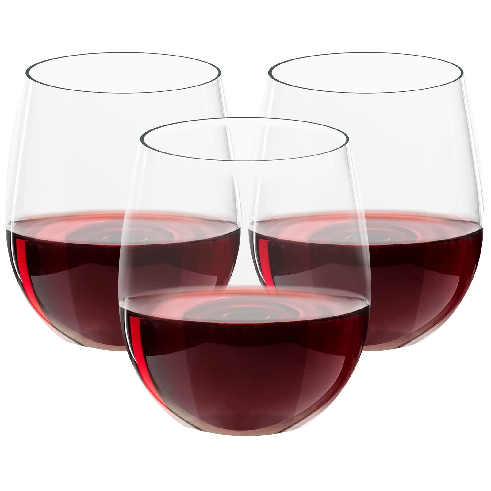 FOCUSLINE FOCUSLINE 32 Pack Plastic Wine Glasses Stemless, 12 Oz Crystal Clear Disposable Wine Cups, Reusable Plastic Wine Glasses for Parties Weddings, Shatterproof Recyclable and BPA-Free