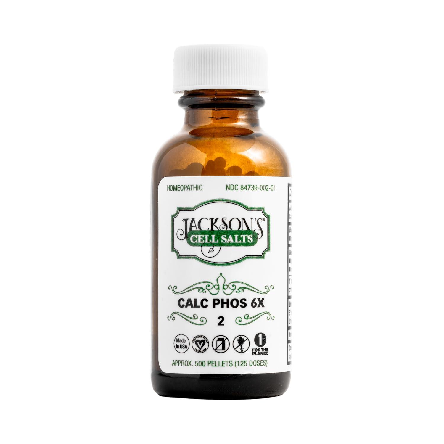 Jackson's Jacksons Cell Salt #2 Calc phos 6X (500 Pellet Bottle) Certified Vegan, Lactose-Free Calcarea phosphorica 6X