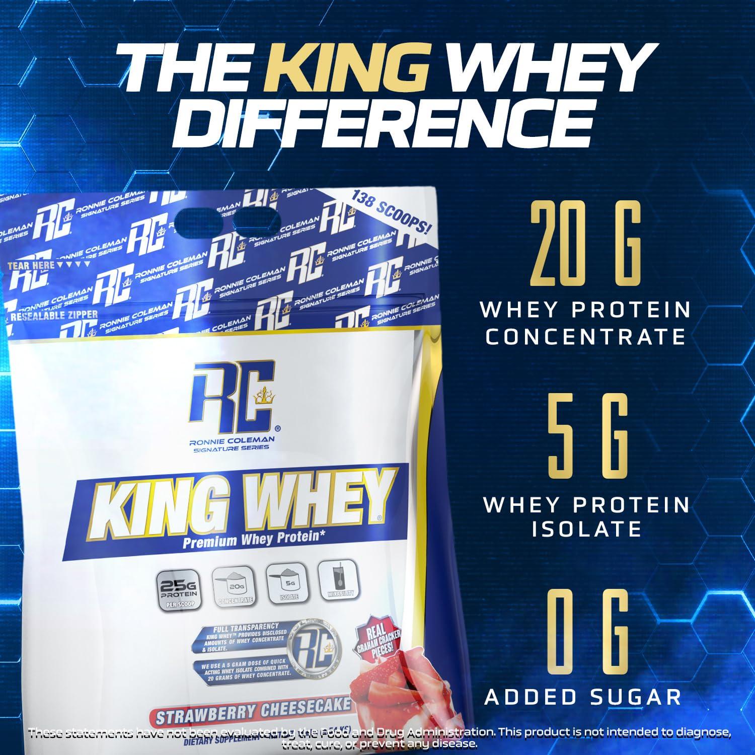 Ronnie Coleman Signature Series Ronnie Coleman Signature Series King Whey, Leading Whey Protein with Added Whey Isolate (10lb, Strawberry Cheesecake)