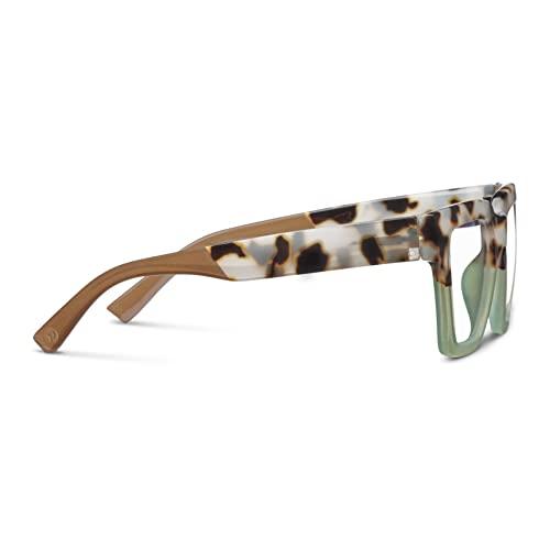 Peepers by PeeperSpecs Peepers by PeeperSpecs Oprah\'s Favorite Women\'s Take a Bow Square Blue Light Blocking Reading Glasses - Chai Tortoise/Green +0.00