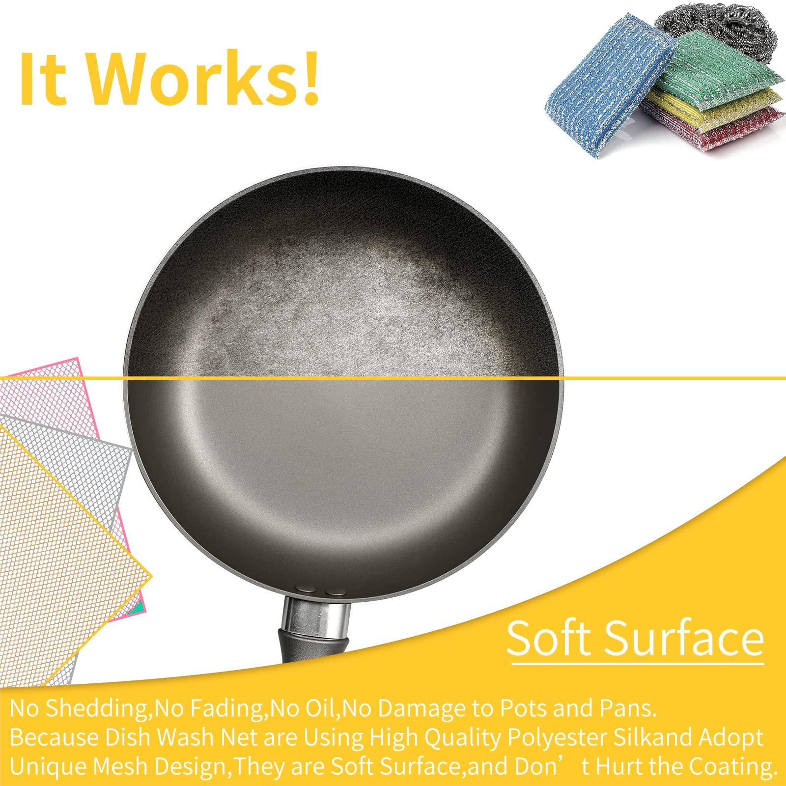 BAIKAFU BAIKAFU 6Pcs Dish Wash Net,Innovative Mesh Cloth,Ultra Non-Scratch Dish Rags for Washing Dishes,100% No Odor/Quick Dry,Perfect Scrubber,Dish Sponges for Washing Dishes Yellow/Pink/Gray