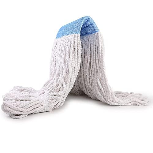 Tidy Monster Loop End Commercial String Mop Head, String Cotton mop Heads, 6 Inch Headband, Mop Head Replacement for Home, Highly Absorbent,Industrial and Commercial Use (3-White)