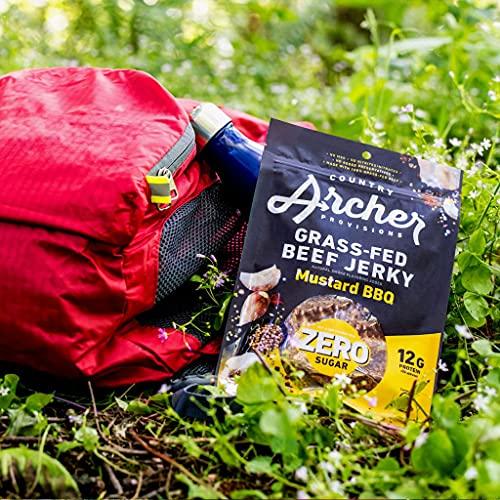 Country Archer Country Archer Grass Fed Beef Jerky Mustard BBQ - Zero Sugar Beef Jerky, Sugar Free Beef Jerky Snack Pack, Mustard BBQ Beef Jerky Bulk, Individual Beef Jerky Pack, Gluten Free, Paleo- 2 oz (Pack of 6)