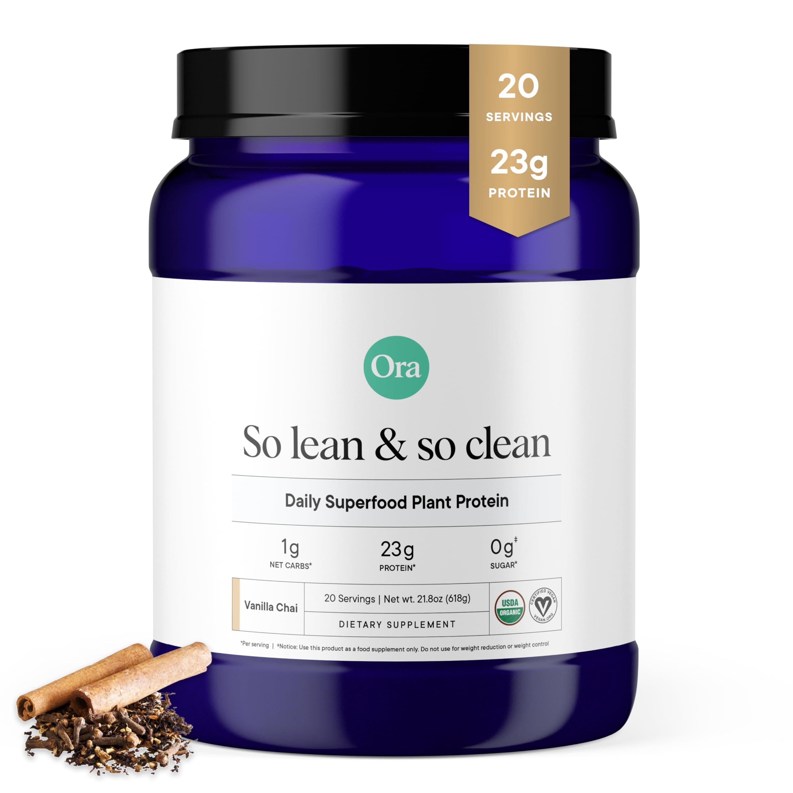 Ora Organic Ora Organic Vegan Protein Powder - 21g Plant Based Protein Powder for Women and Men | Clean Protein Source, Keto Friendly, Gluten Free, Paleo, Dairy-Free, Gluten-Free, Soy-Free (Vanilla Chai)