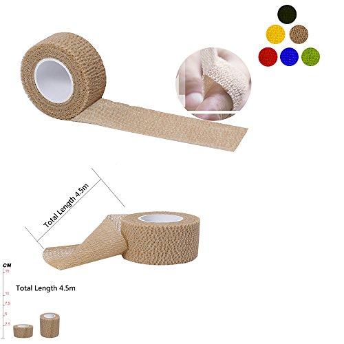 FOU Self Adherent Wrap Tape Medical Cohesive Bandages Flexible Stretch Athletic Strong Elastic First Aid Tape for Sports Sprain Swelling and Soreness on Wrist and Ankle 6 Pack 1Inch X 5Yards(Beige)