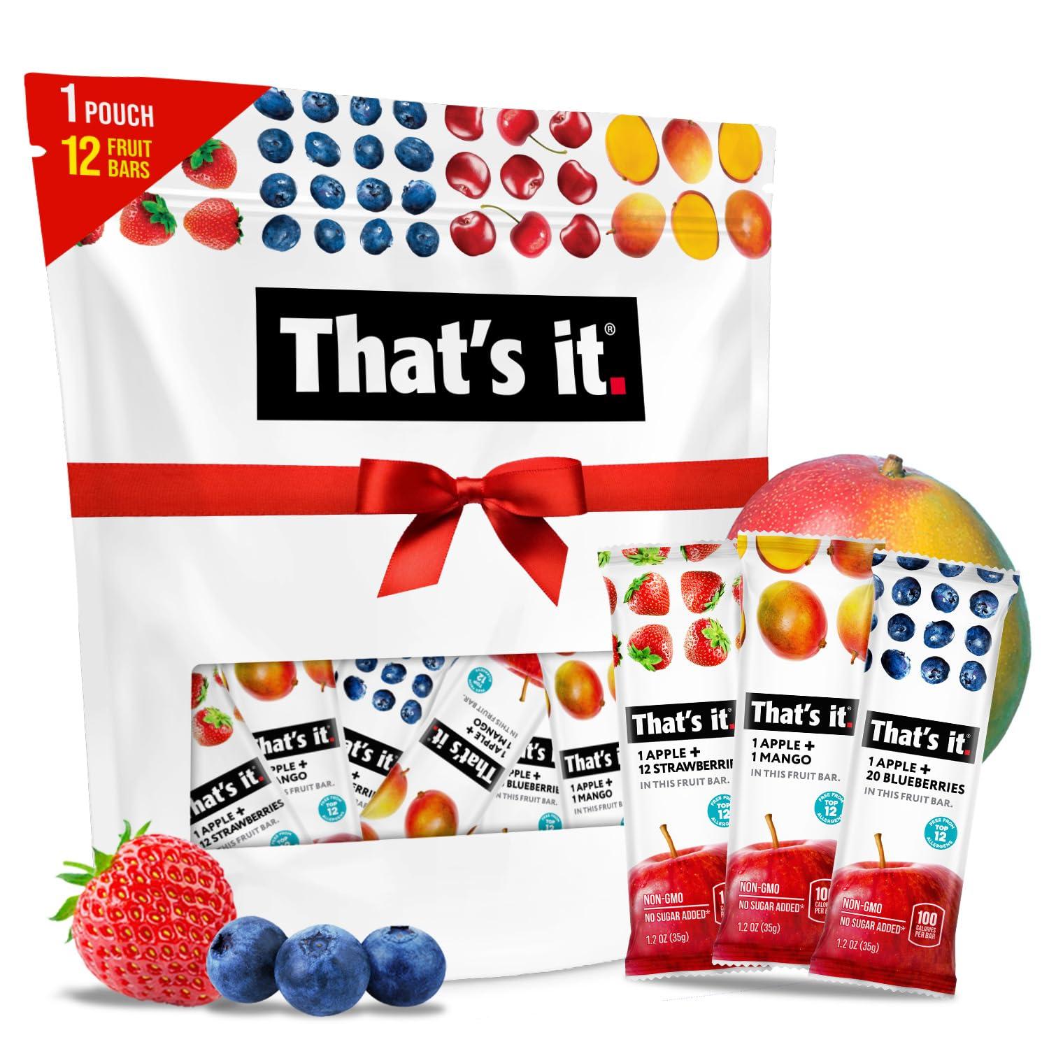 That's it. That's it. Variety Pack 100% Natural Real Fruit Bar, Best High Fiber Vegan, Gluten Free Healthy Snack, Paleo for Children & Adults, Non GMO No Added Sugar, No Preservatives Energy Food (12 Pack)