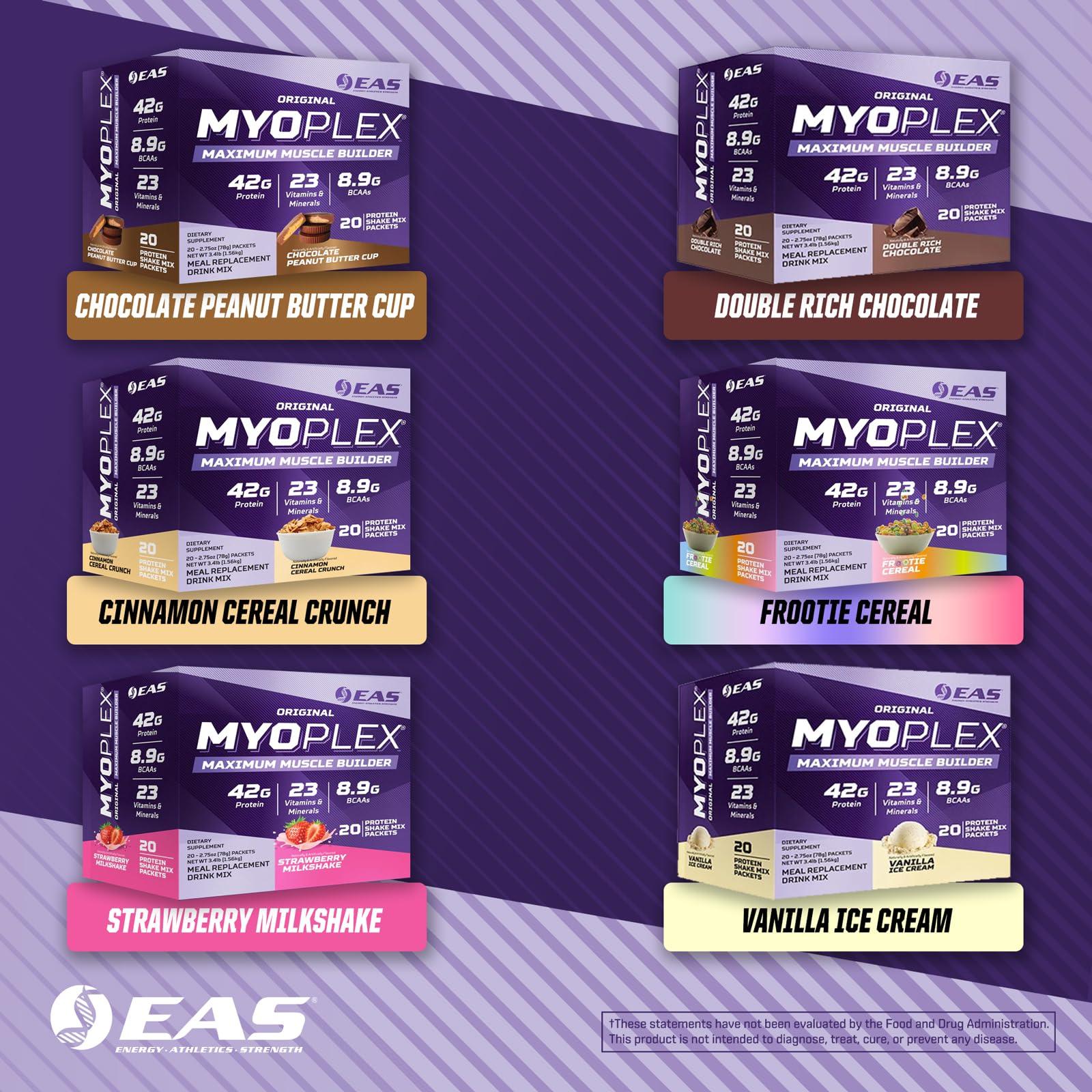 Experimental and Applied Sciences EAS Experimental & Applied Sciences Original Myoplex Maximum Muscle Builder | Meal Replacement Protein Drink Mix | Quality Protein Blend | 42g Protein | 20 Individual Packets (Cinnamon Cereal Crunch)