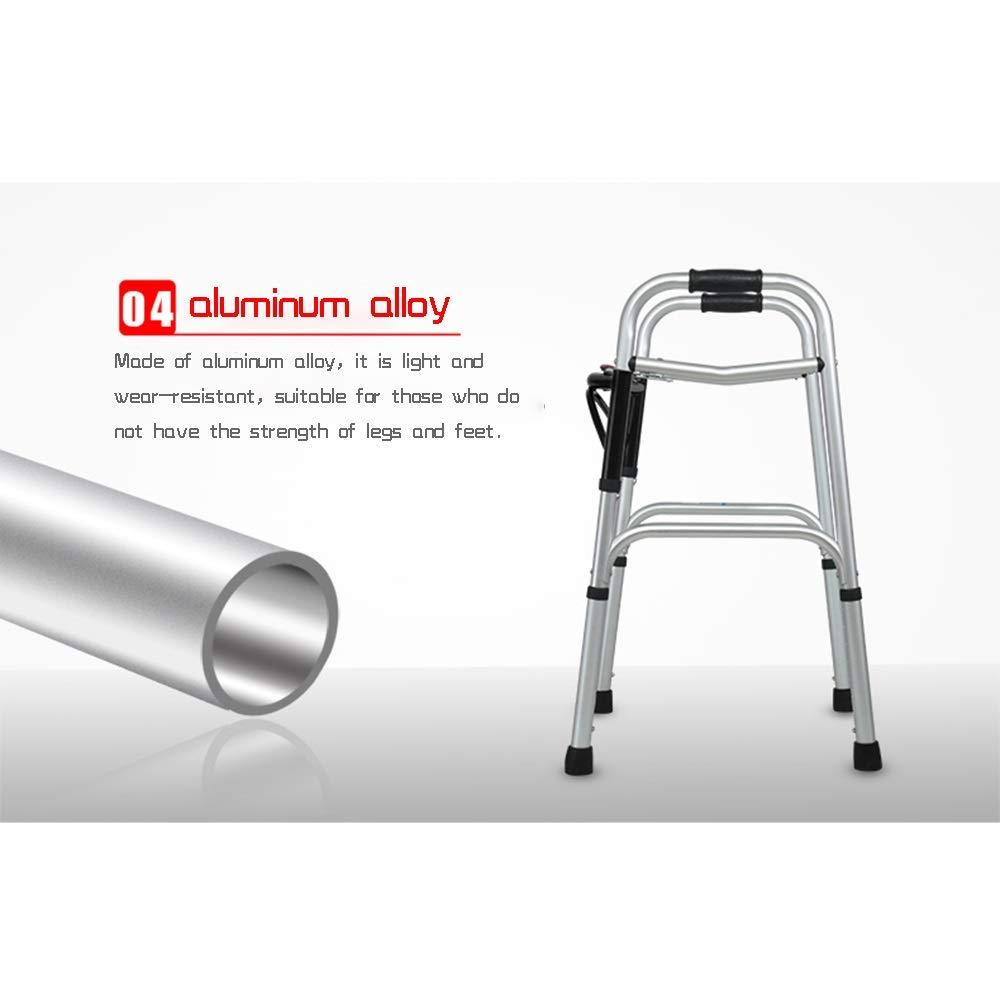 Bseack Bseack Rollator Walker Folding Travel Walker for Seniorswith Wheels Compact Walker Adjustable Hight with Handbrake Aluminum Walking Frame (Color : Standard)