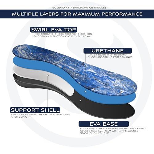 SoleAid SoleAid XT2 Performance Insoles - Light Weight, High Rebound, Shock Absorbing, Anti-Fatigue, Full Length Functional Foot Orthotics with Semi-Rigid Arch Support (Men\'s 12-12.5 / Women\'s -)