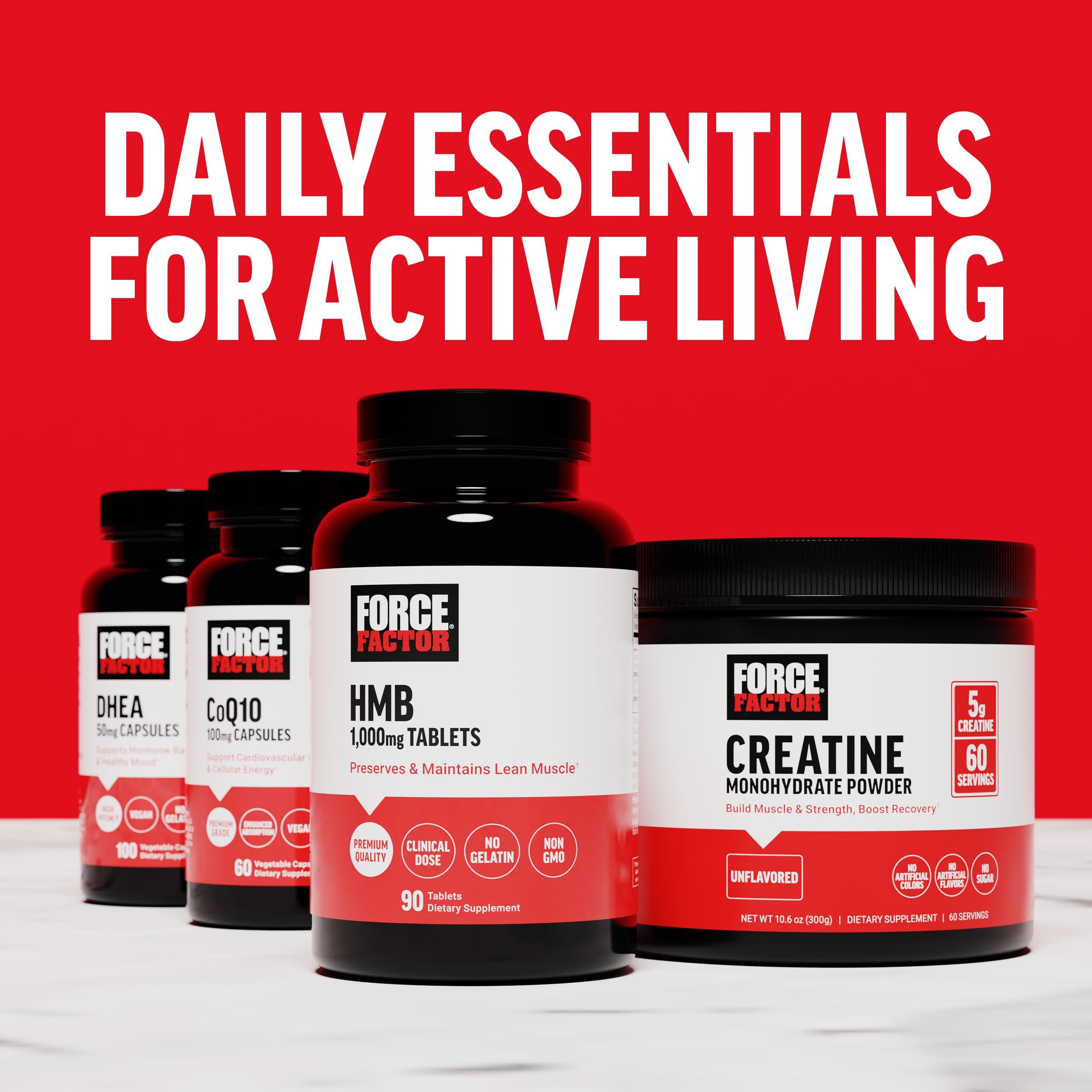 Force Factor FORCE FACTOR HMB Supplement to Preserve Lean Muscle, Support Workout Recovery, and Prevent Muscle Protein Breakdown, Clinical Dose, Premium Quality, Non-GMO, 90 Tablets