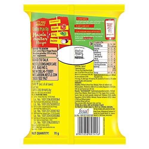 Maggi Maggi 2 Minutes Noodles Masala, 70 grams pack (2.46 oz)- 1 pack - Made in India