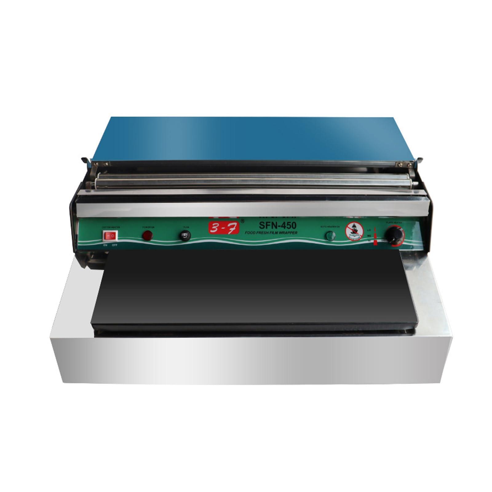 nLn Hope Commercial Film Wrapper Hand Wrapping Machine with 2 Roll 12Inch x 1312Feet PVC Plastic Cling Wrap Film for Packing and Storing Food, Reusable with Slide Cutter (SFN-450+2 Roll Cling Wrap)