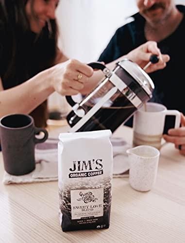 Jim's Organic Coffee Jim’s Organic Coffee – Sweet Love Blend – Whole Bean, Dark Roast, Bold 11 oz Bag