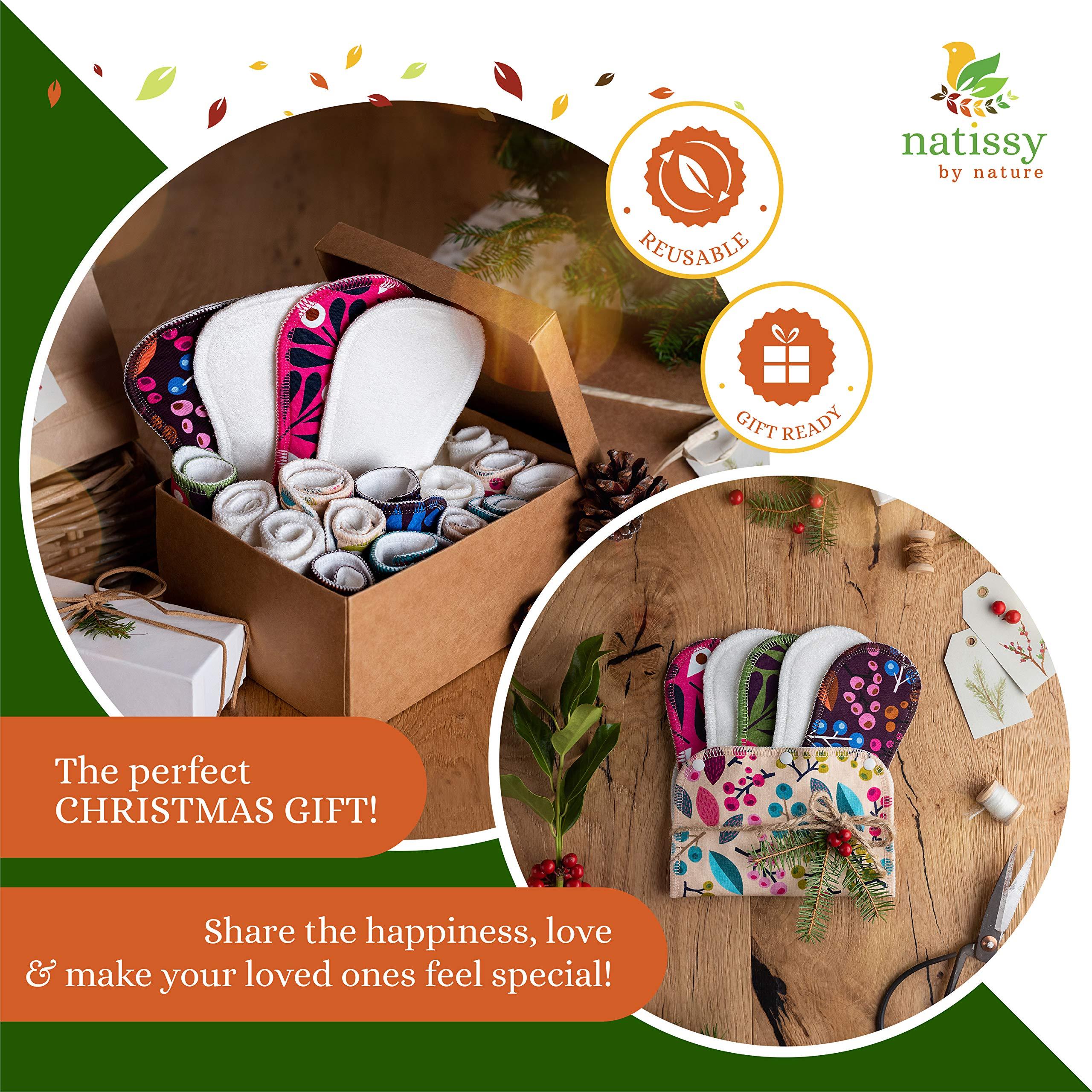 Natissy 2X 7-Pack (Small) Cloth Panty Liners; Daily Organic Cotton Reusable Panty Liners for Women Made in EU; Feminine Panty Liners Washable for Women & Teens; Thin Sanitary Reusable Liners, NOT for Period