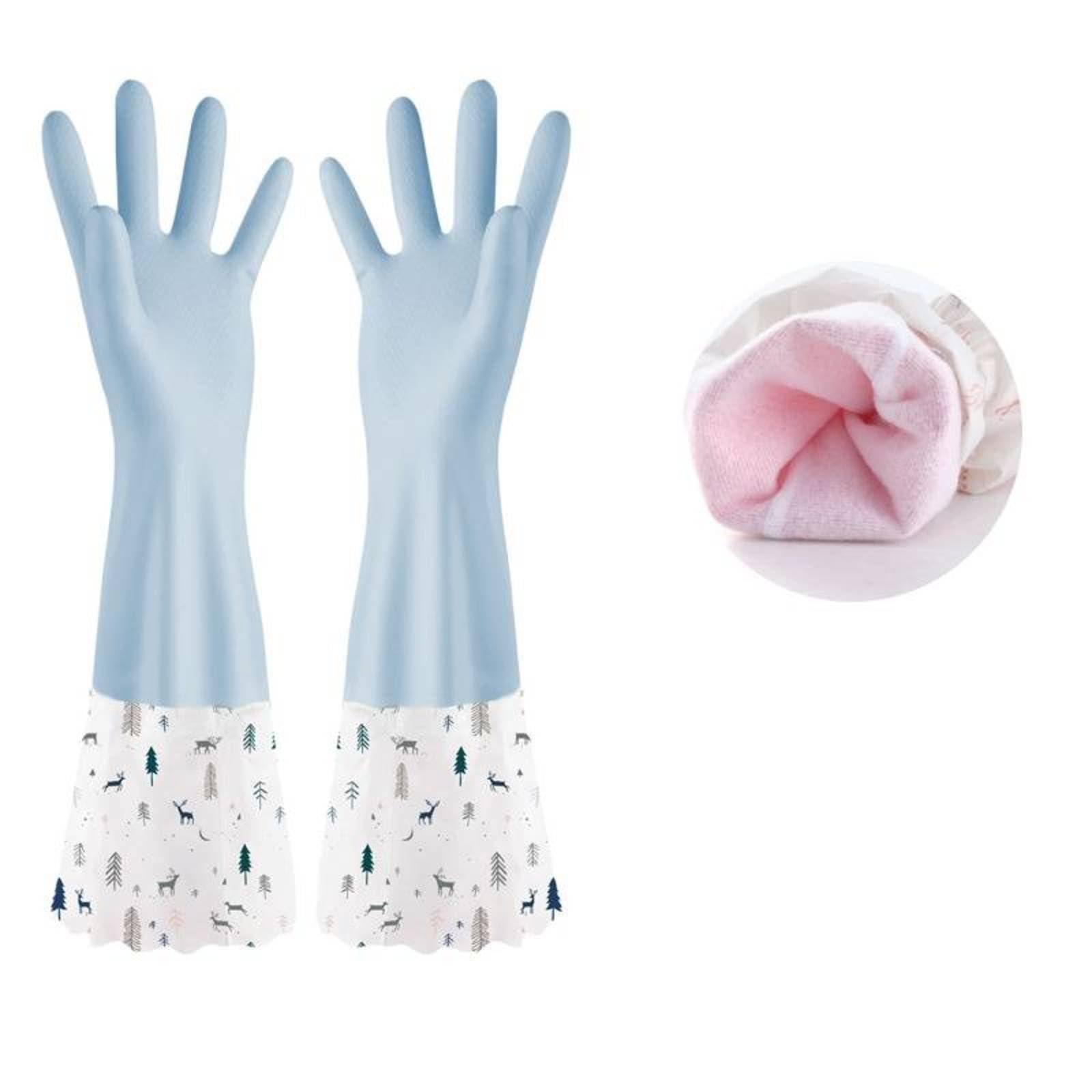 DOOKAA DOOKAA Dishwashing gloves thickened rubber gloves winter laundry warm waterproof gloves winter home latex gloves