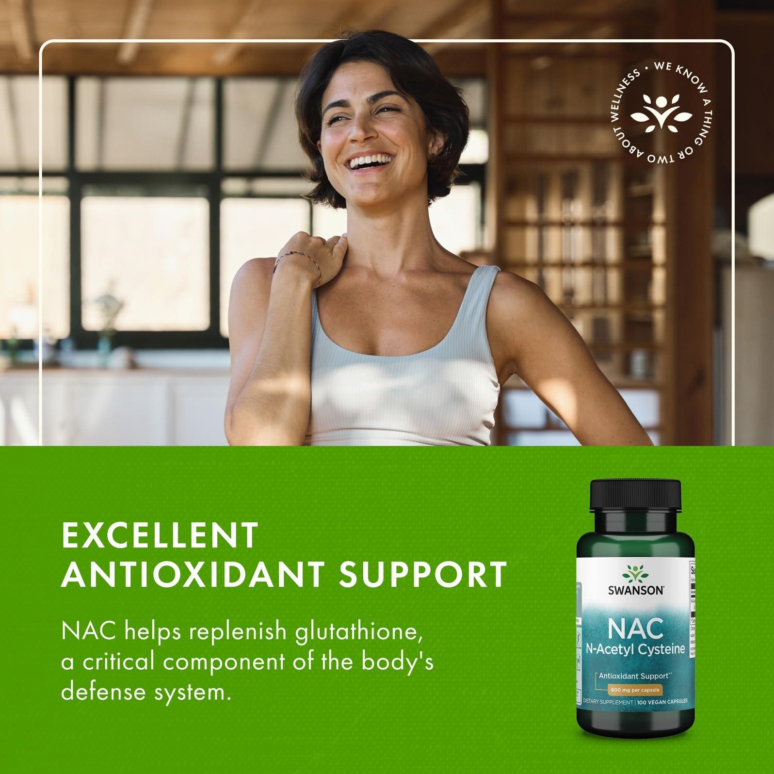 Swanson Premium Brand Swanson Premium Brand NAC N-Acetyl Cysteine - 600 mg, 100 Capsules - Antioxidant and Cellular Health Support Supplement