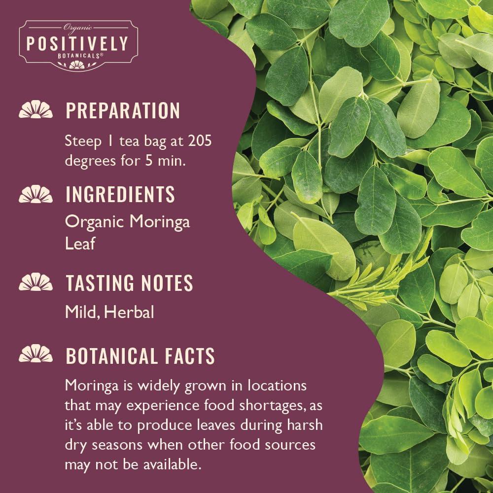 Organic Positively Tea Company Organic Positively Botanicals Company, Moringa Leaf Herbal Tea Bags, 20 Count