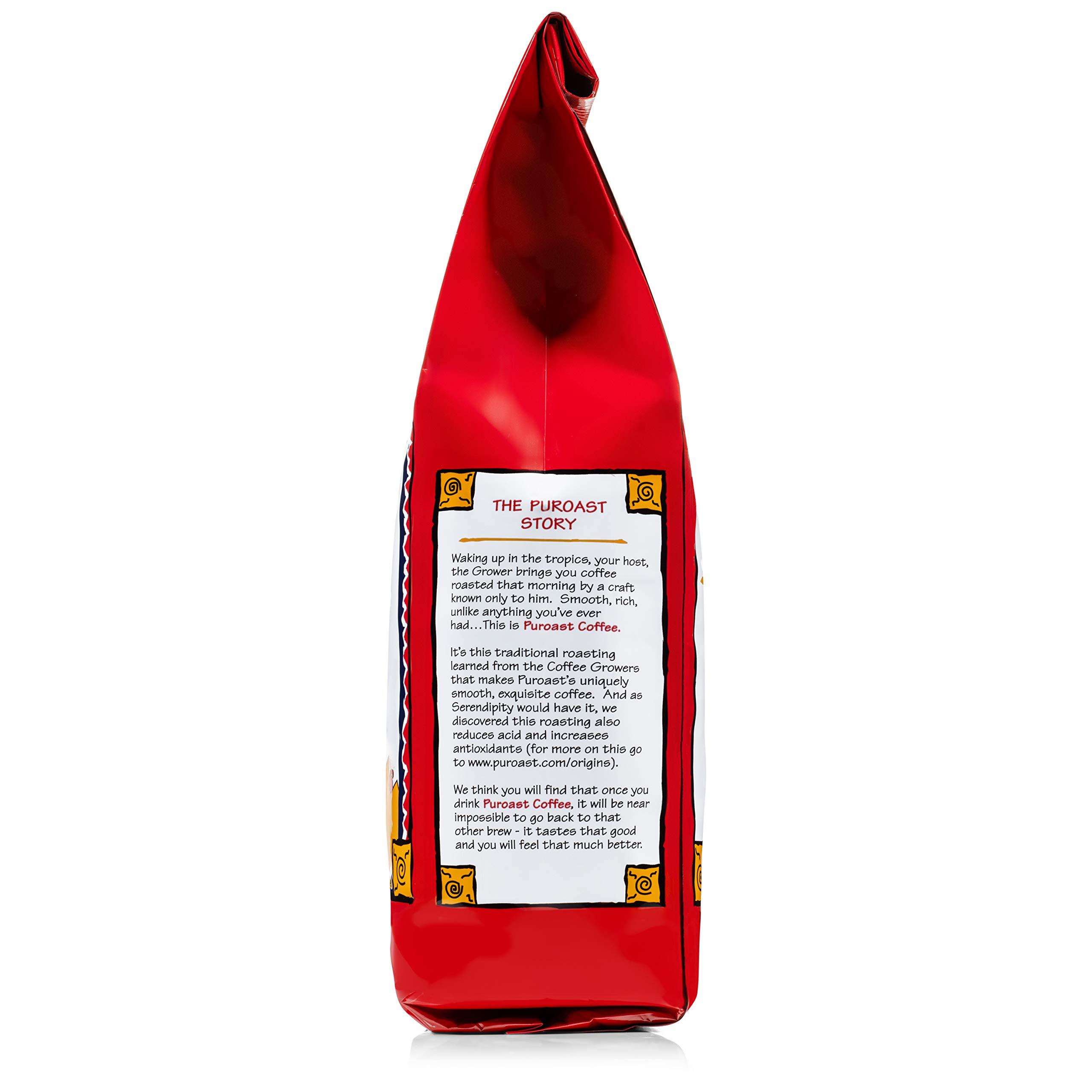 Puroast Low Acid Coffee Puroast Low Acid Coffee Half Caff | Half Caff Decaf French Roast Whole Bean | Dark Roast | High Antioxidants & High pH |No Bitter Aftertaste | Reduced Heartburn & GERD | Suitable for Cold Brew - 2.2 LB