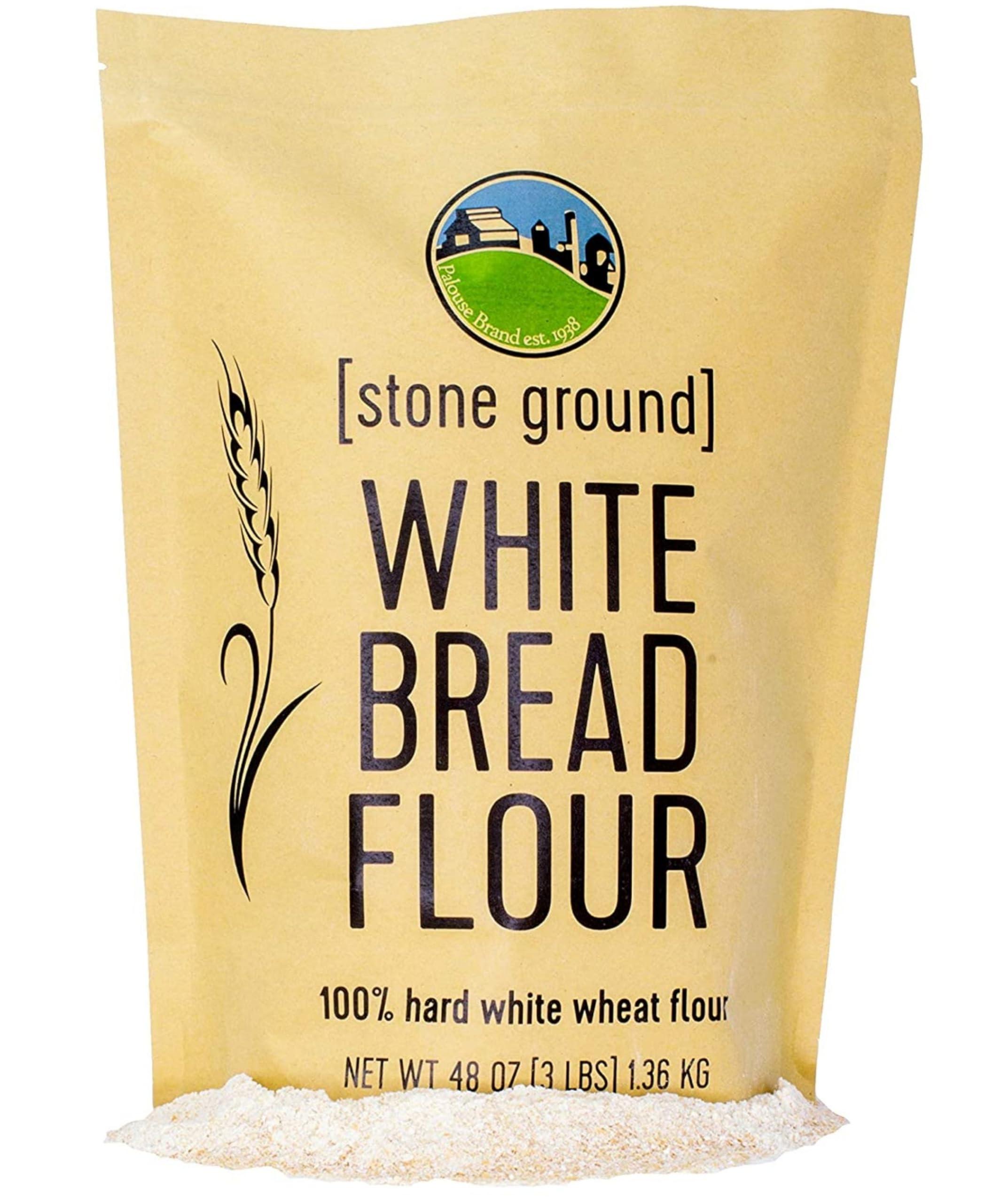 Palouse Brand Certified Glyphosate Residue Free Hard White Whole Wheat Flour | 3 LBS | Bread Flour | Non-GMO | 100% Non-Irradiated | Kosher | USA Grown | Field Traced | Resealable Bag