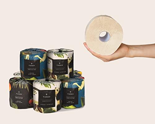 TUSHY TUSHY Premium Bamboo Toilet Paper | 3 Ply, 300 Sheets Per Roll - 8 Pack