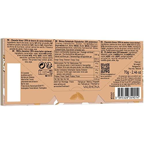 VALRHONA Valrhona Premium French Blonde Chocolate DULCEY 35% Cacao Tasting Bars - Creamy, Caramel Cookie Flavor Notes. Easy Melt and Tempering. Creamy and Balanced. Makes Luscious Frostings 70g (Pack of 3)