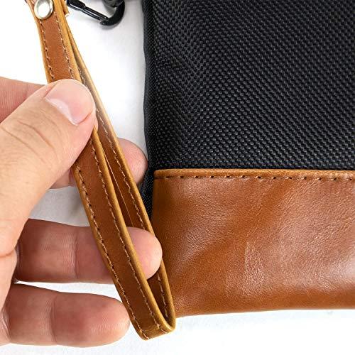 Skunk Skunk Mr Slick Smell Proof Bag 11\"x6\" US PATENT NUMBER D824,672 (Black/Brown Leather)