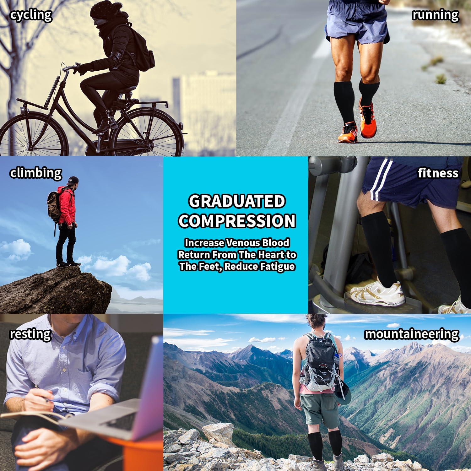 TZYSOKC Open Toe Compression Socks 15-20 mmHg for Women and Men Knee High Toeless Circulation Compression Stockings(B 2XL)