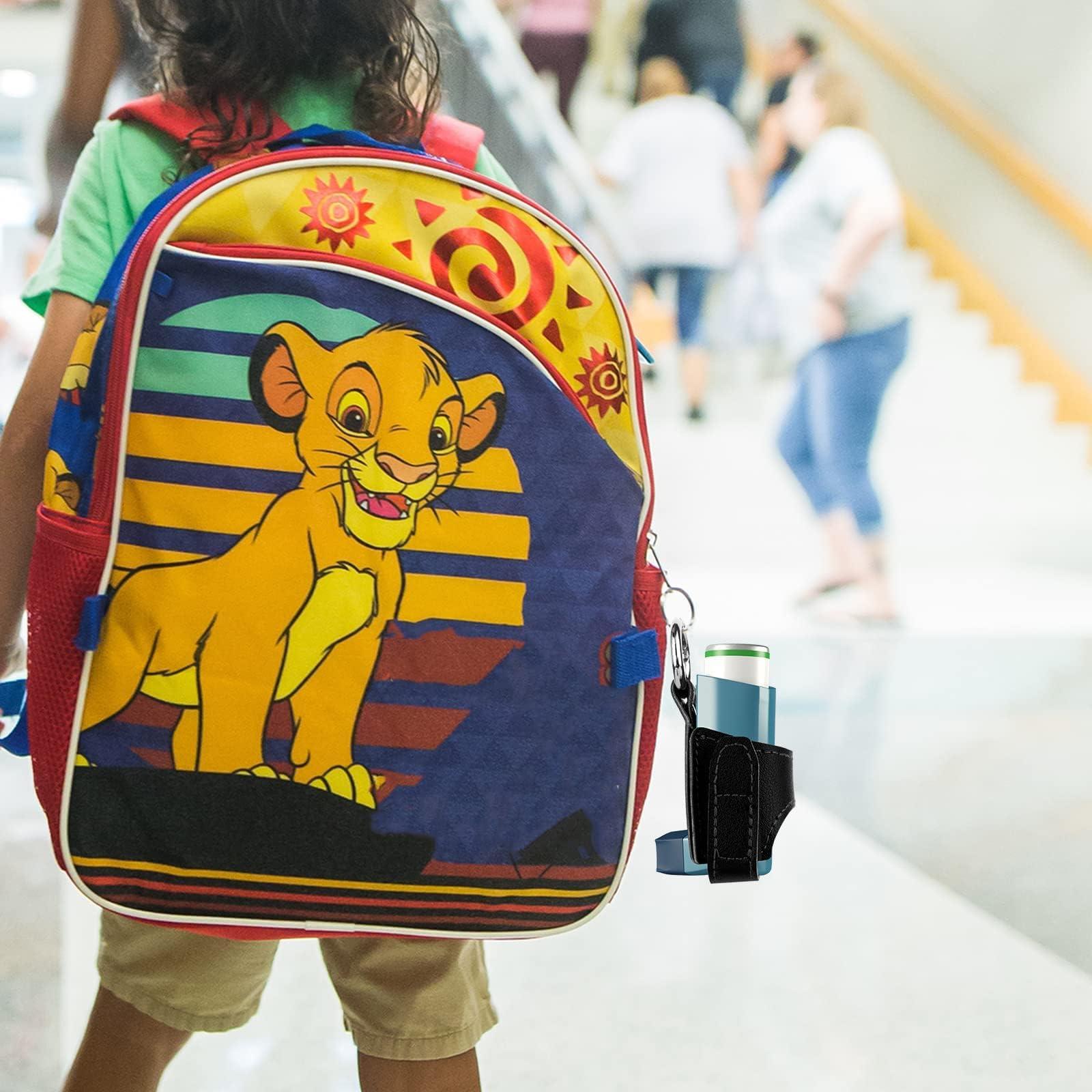 Beautyflier Beautyflier 2PCS Asthma Inhaler Holder Keychain PU Leather Travel Handy Holder for Adults and Kids, Inhaler Not Included (Black + Scarlet)