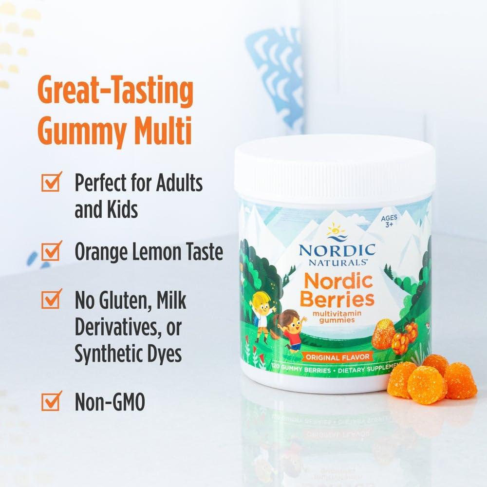 Nordic Naturals Nordic Naturals Nordic Berries, Citrus - 200 Gummy Berries - Great-Tasting Multivitamin for Ages 2+ - Growth, Development, Optimal Wellness - Non-GMO, Vegetarian - 50 Servings