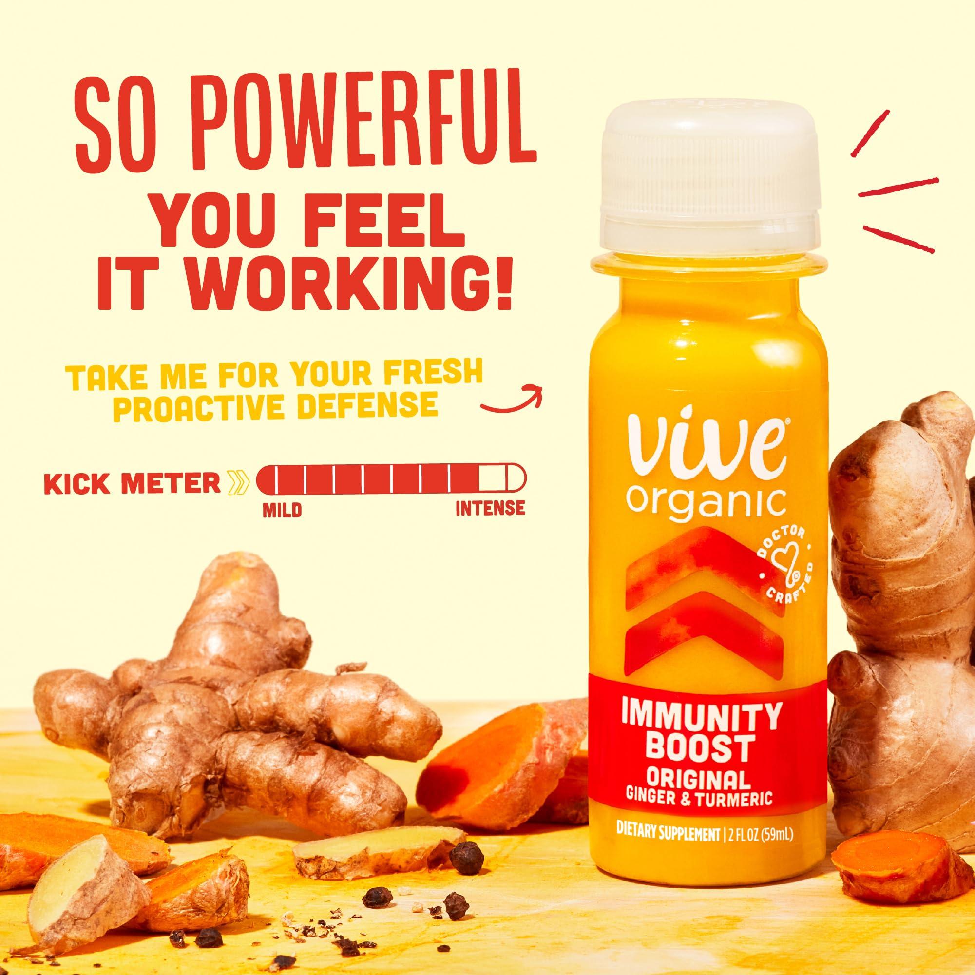 Vive Organic Vive Organic Immune Support Shot, Cold-Pressed Ginger, Turmeric, & Echinacea, Gluten Free, Vegan, Immunity Boost Original, 2 Fl Oz (Pack of 12)