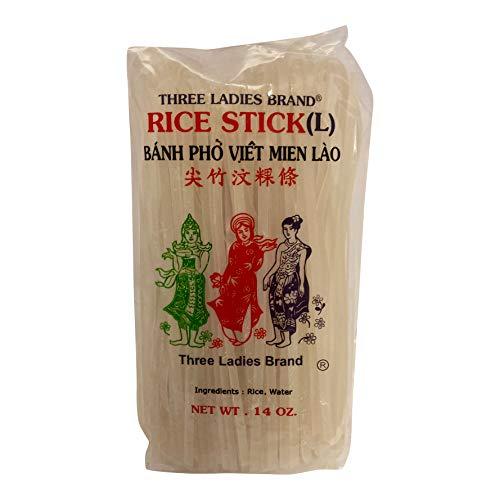 Three Lady Brand Rice Stick Noodle - 14 Oz. (Pack of 3 Bags) (Large)