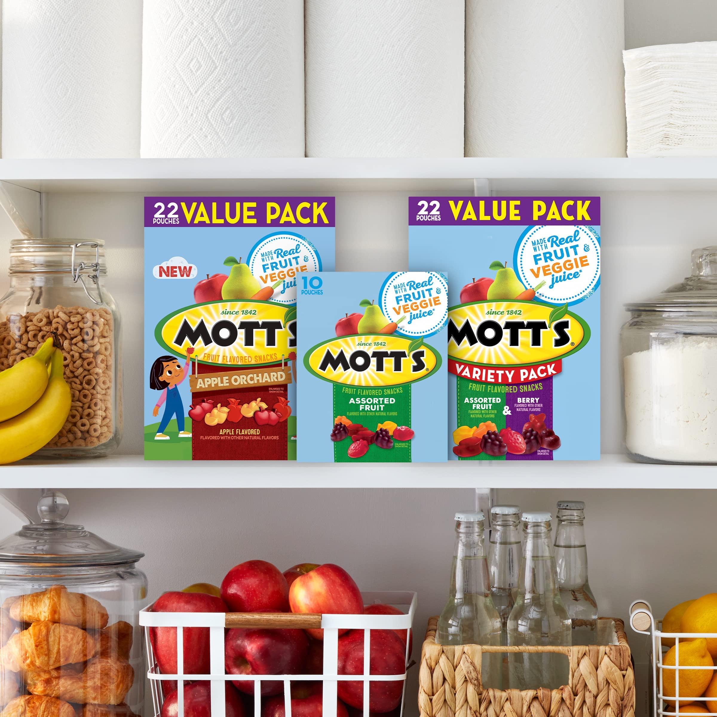 Mott's Mott\'s Fruit Flavored Snacks, Assorted Fruit, Gluten Fee Snack, 10 Pouches, 8 oz