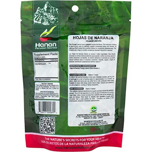 Hanan Hanan Orange Leaves (Hoja de Naranja) 1.4 oz (40 g) - Natural, Dried Orange Plant Leaf for Herbal Tea Supplement