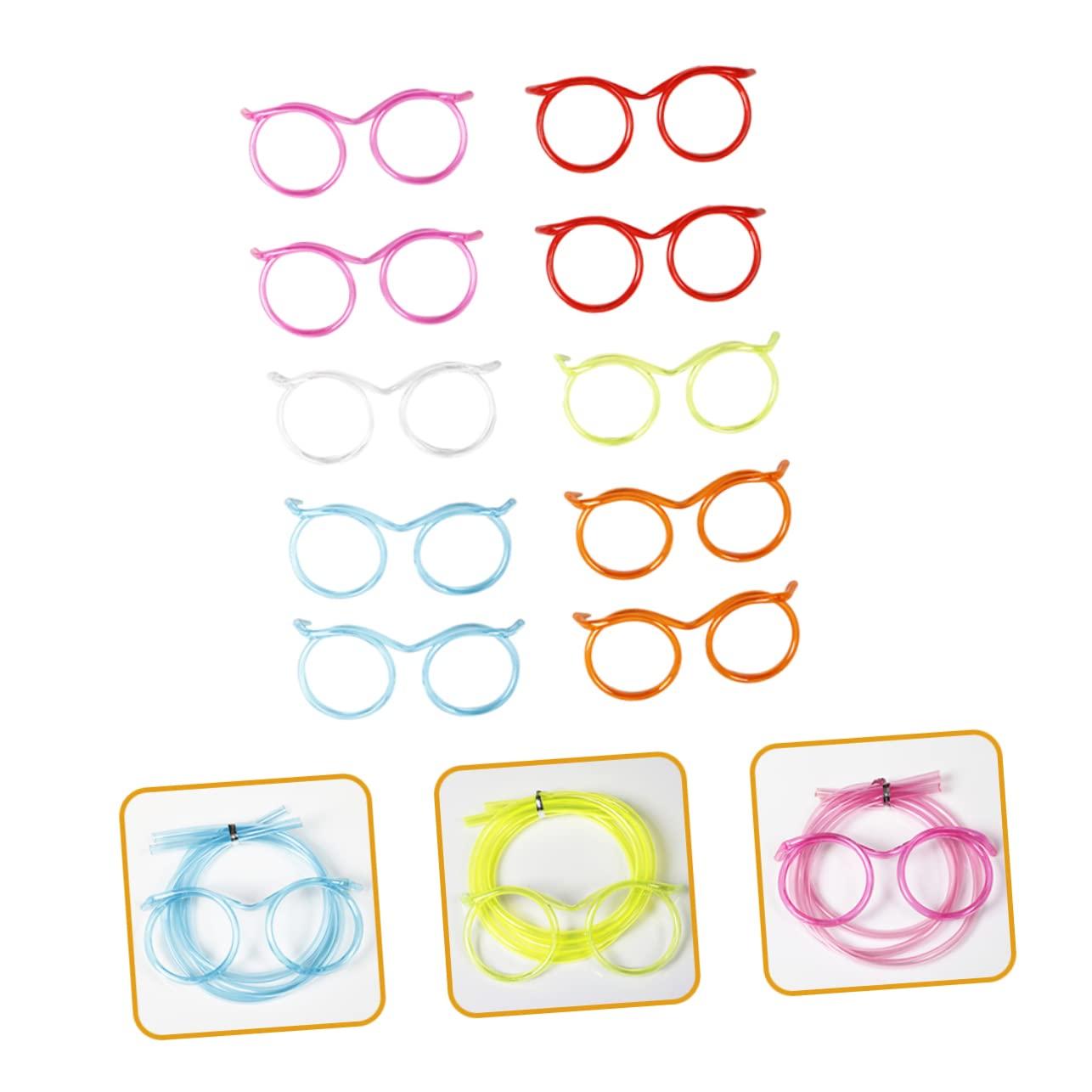 PRETYZOOM PRETYZOOM Funny Straw Eyeglasses Shaped Plastic Straws Disposable for Carnival Events