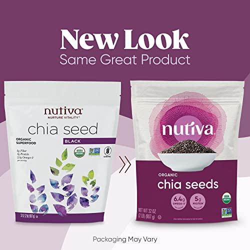Nutiva Nutiva Organic Premium Raw Black Chia Seeds, 32 Oz, USDA Organic, Non-GMO, Whole 30 Approved, Vegan, Gluten-Free & Keto, Nutrient-Dense Seeds with 3g Protein & 5g Fiber for Salads, Yogurt & Smoothies