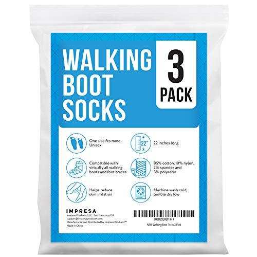 IMPRESA IMPRESA [3 Pack] Replacement Sock Liner for Aircast Compression Walking Boot or Walker Brace - Breathable Orthopedics Socks for Cast Boot - Walking Boot Socks for Women and Men - One Size Fits Most