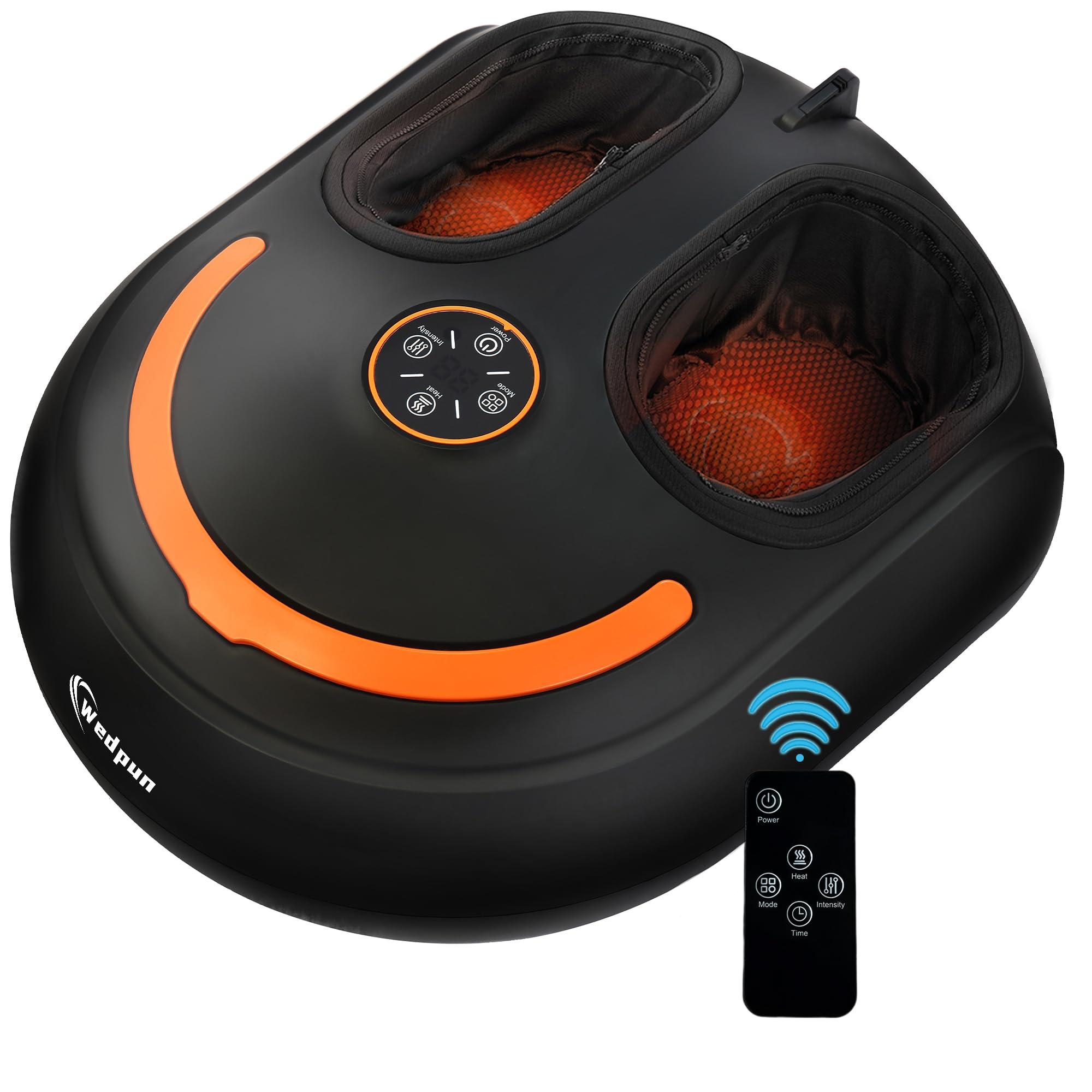 Wedpun Wedpun Foot Massager with Heat Shiatsu Foot Massager with Remote Deep Kneading Relief for Tired Electric Feet Massager Machine for Home and Office Gifts for Mom Dad Fits up to Men Size 13 Black