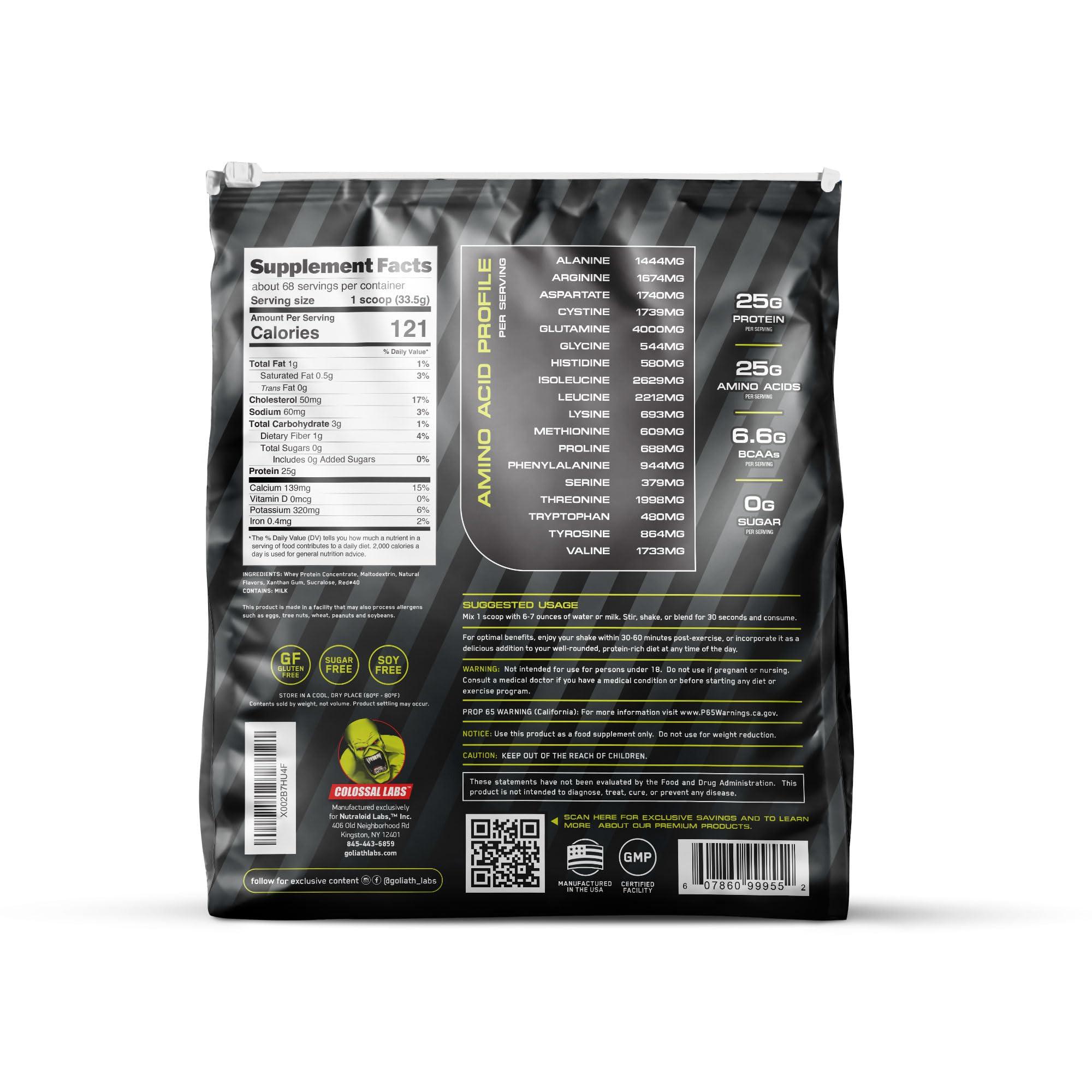 COLOSSAL LABS COLOSSAL LABS Muscle Protein Whey Powder [5 lbs/Pack of 1] Cold Filtered, 25g Pure Protein, 6.6g BCAAs (Packaging May Vary) (15 Pounds (Pack of 3), Chocolate)