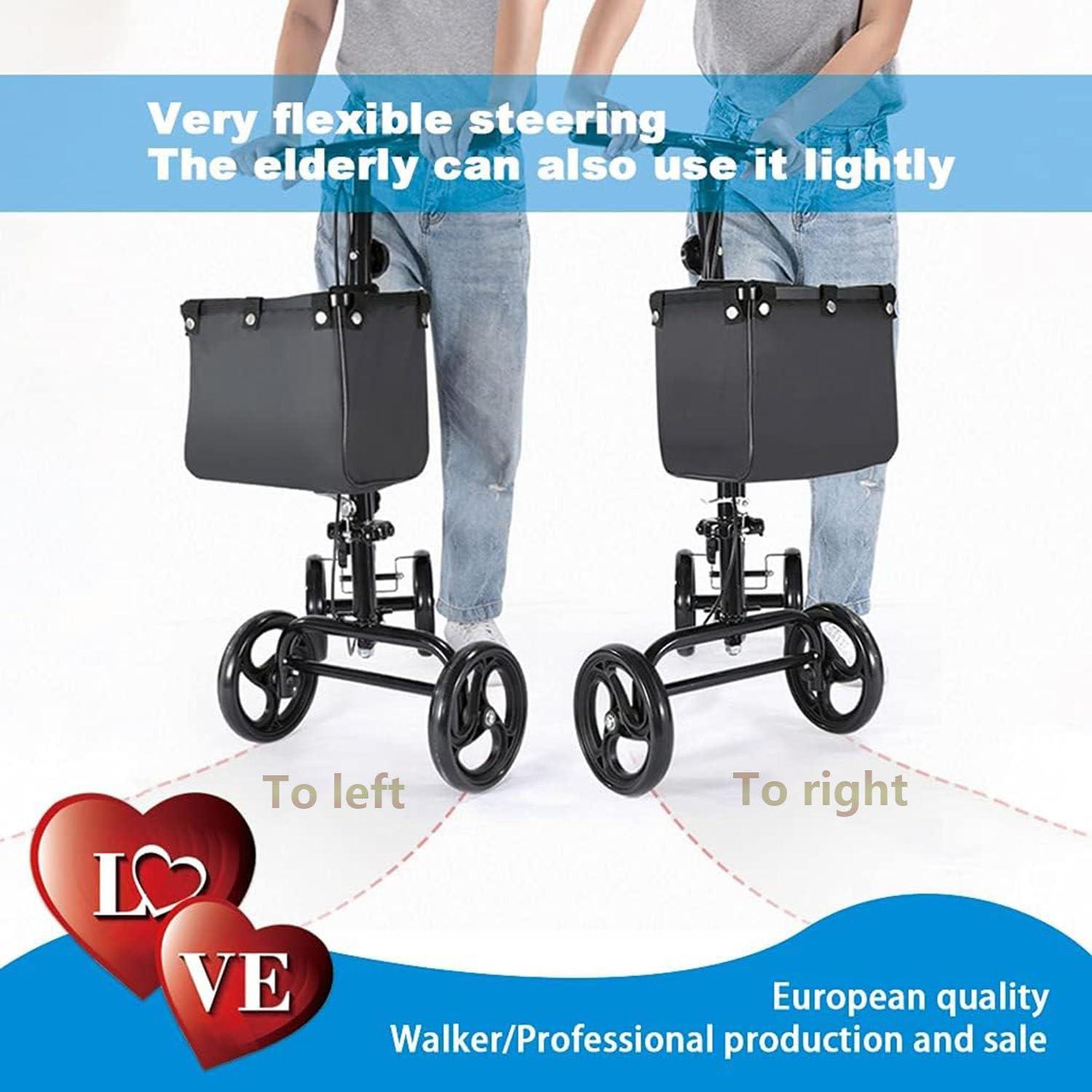 GEHPYYDS Comfortable Orthopedic Knee Scooter for Ankle or Foot Injuries, Height Adjustable with Brakes,Crutch Alternative, Steerable Knee Walker,A