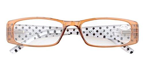 Eyekepper Eyekepper Spring Hinges Polka Dots Patterned Temples Rectangular Reading Glasses Readers Brown +2.0