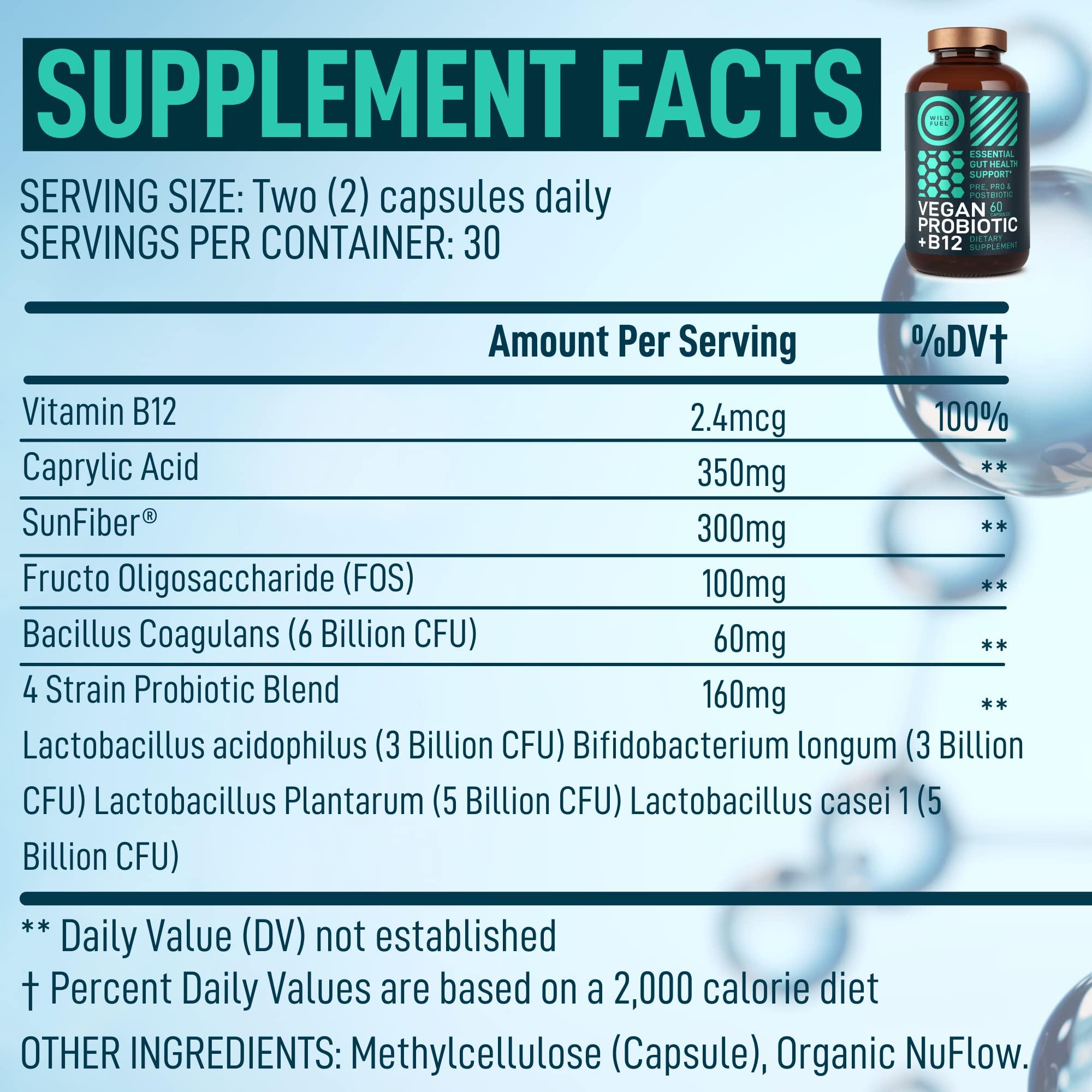 WILD FUEL Digestive Enzymes with Probiotics and Prebiotics and Vegan Probiotic Plus B12 Enhanced Digestive and Gut Health Bundle