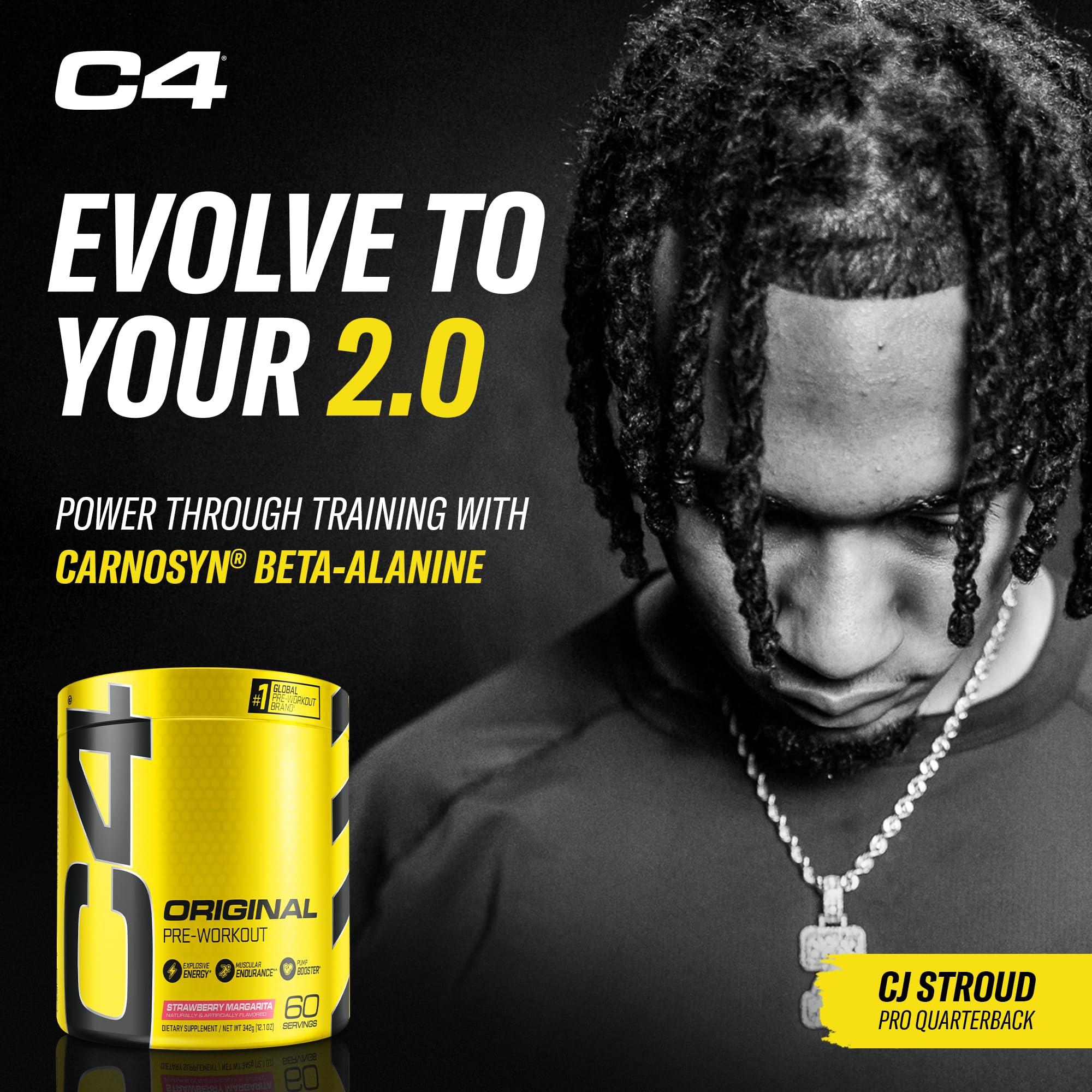 Cellucor Cellucor C4 Original Pre Workout Powder Strawberry Margarita | Vitamin C for Immune Support | Sugar Free Preworkout Energy for Men & Women | 150mg Caffeine + Beta Alanine + Creatine | 60 Servings