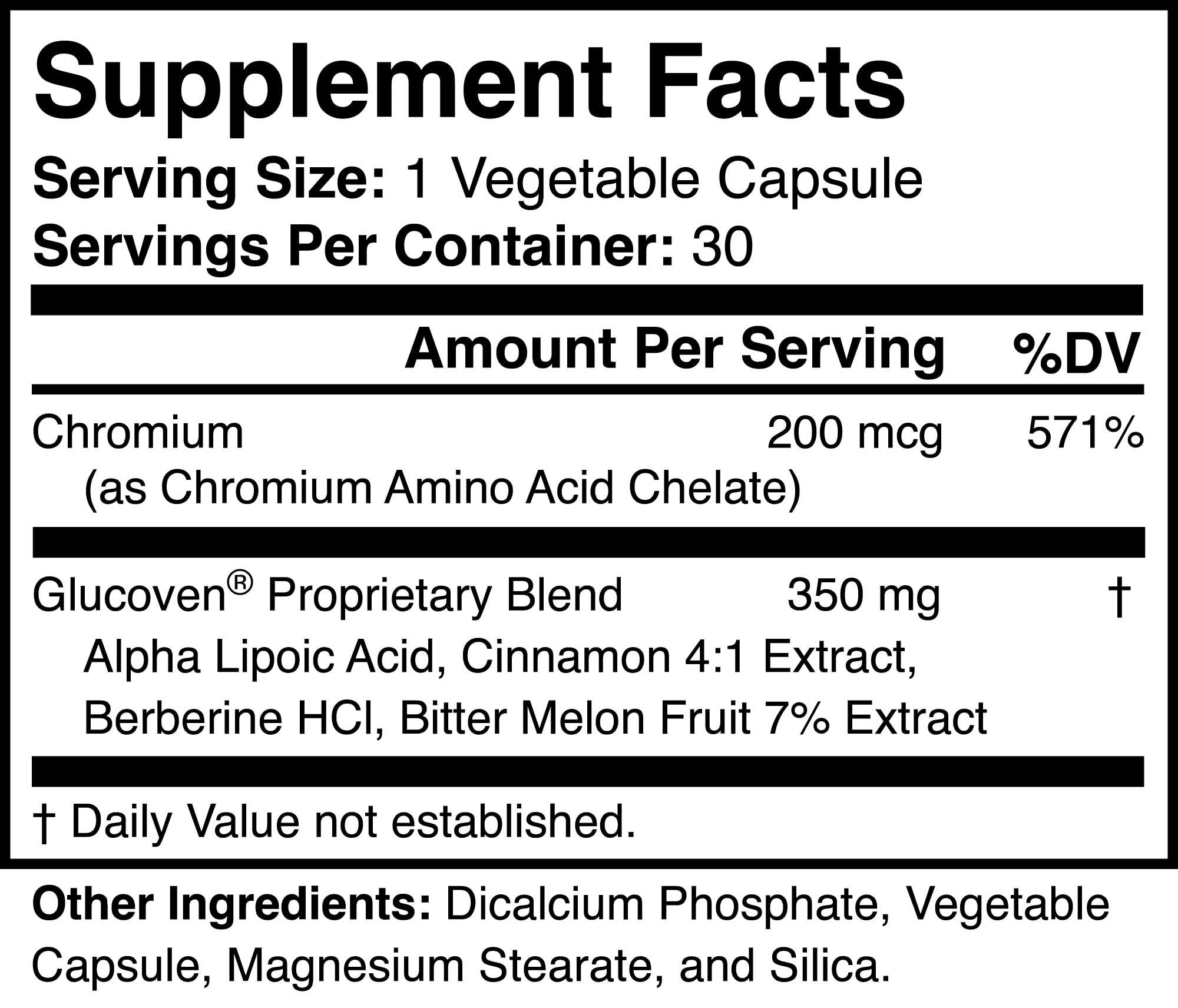 Glucoven Glucoven - Natural Metabolic Support Supplement - Non-GMO, Vegan, Gluten-Free