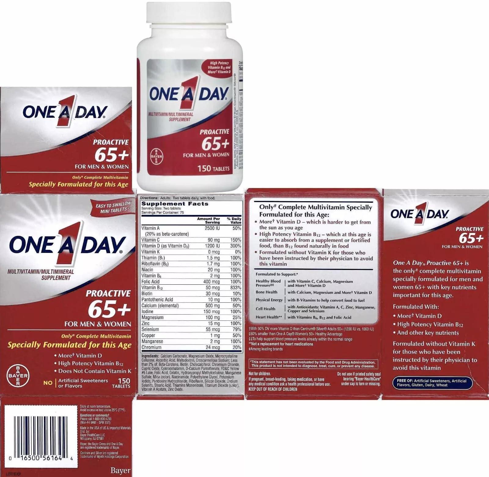 ONE A DAY One A Day Proactive 65+ Multivitamins, 150 Count (3 Pack)