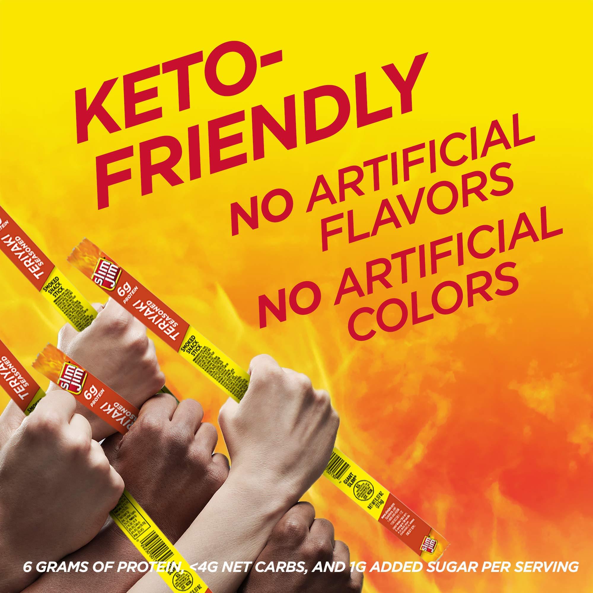 Slim Jim Slim Jim Giant Smoked Meat Sticks, Teriyaki Flavor, 6g Protein Per Stick, 0.97 oz. (24 Count)