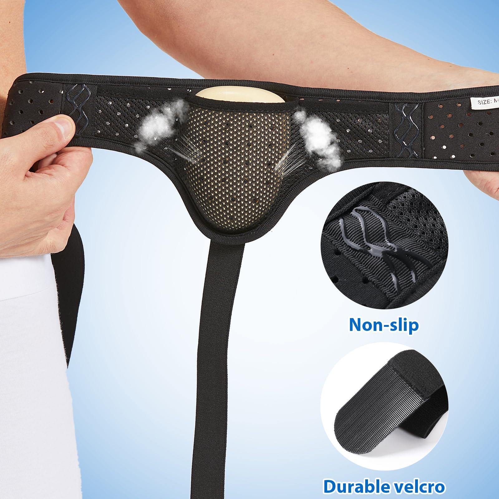 TENB TENB Hernia Belt for Men Hernia Support Truss Inguinal or Sports Hernia, Adjustable Waist Strap with Removable Compression Pads Breathable Material (Black, Medium)