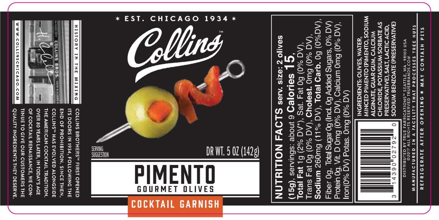 Collins Collins Pimento Stuffed Olives - Gourmet Cocktail Olives - Spanish Queen Olives with Pimento Pepper, Dirty Martini cocktail and Condiment Olives 4.5oz